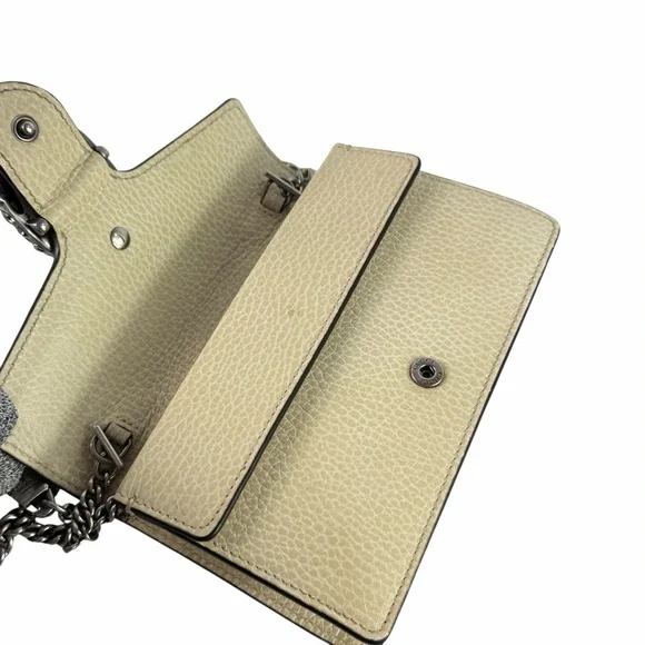 GUCCI Dionysus Super Mini Crystal Beige Leather Crossbody Bag Made in Italy - Picture 11 of 15